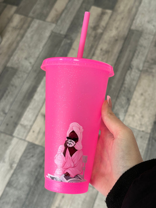 Pink glitter cup
